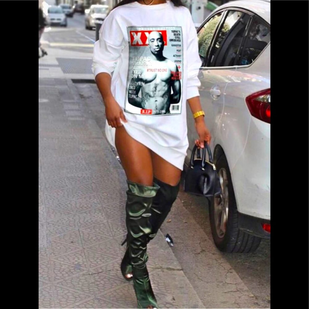 XXL Magazine 2PAC THUG LIFE Long Sleeve Mini Dress - Picture 3 of 4